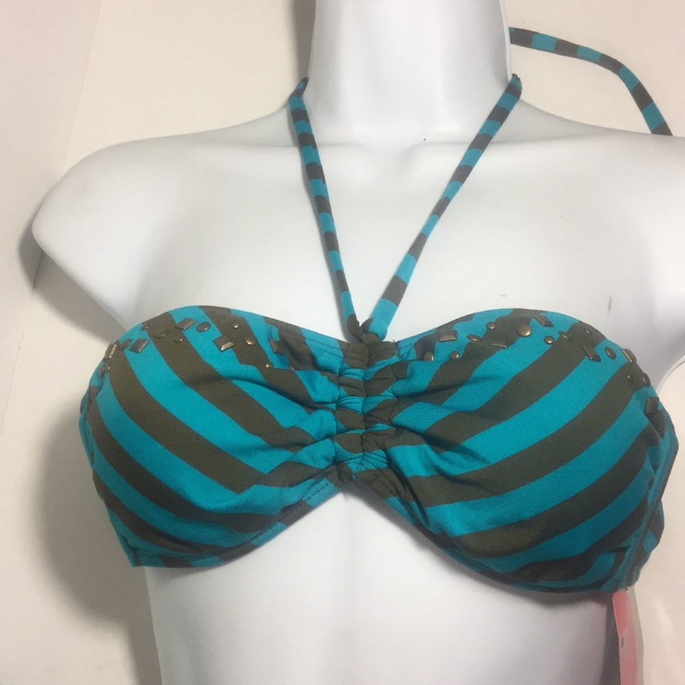 Ella Moss Bikini Swim Top Striped Sz S